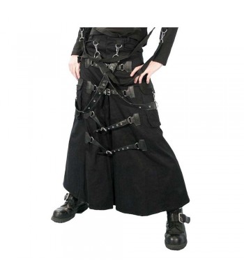 Men’s Gothic Trouser Long Pant Black Cyber Punk Bondage Skirt 